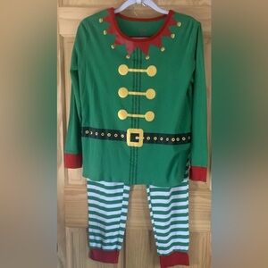 Wondershop Green and Yellow Elf Pajama Set Red Cuffs for Women Size Large